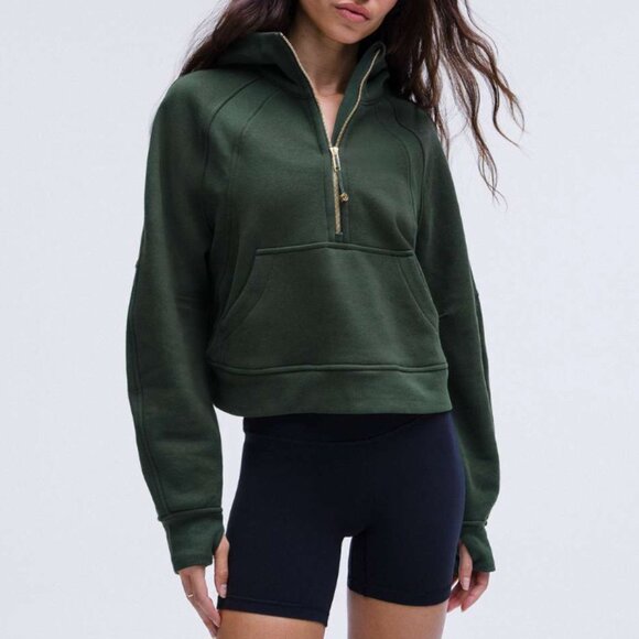 Like New lululemon Scuba Oversized Half-Zip Hoodie, Legacy Green/Gold, Size M/L - Picture 2 of 7